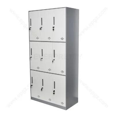 High Quality Public Furniture Medal 9-door Cabinet Metal Storage Cabinet Students Dormitory Locker with Lock and Key for Sales