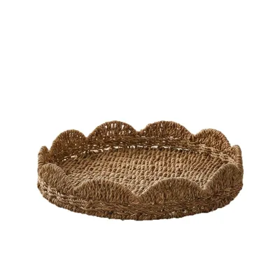 Round Coffee Table Basket Made of Seaweed Woven Fruit Tray Hand-woven for the Living Room Coffee Table Tabletop Storage Basket