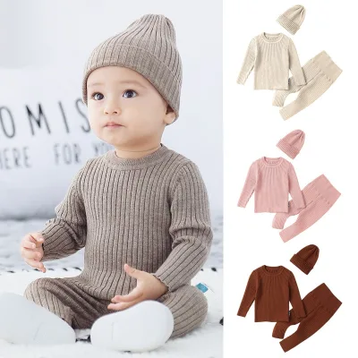 Baby Winter Sweater Set Base Baby Knit Base Autumn and Winter Warm Sweater Three-piece Set