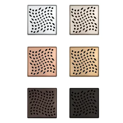 OEM ODM Multi Color Square Floor Drain Stainless Steel Wave Hole Grate Fast Water Flow Anti-Clog  Drain for American Bathroom
