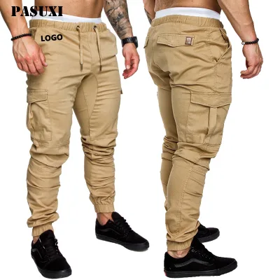 New Men's Workwear With Multiple Pockets Long Pants Made of Woven Fabric Casual Pants Leg Binding Pants in Stock
