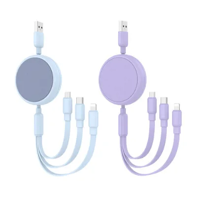 Liquid silicone telescopic Usb telescopic phone cable 3 in 1 data cable Smartphone fast charging cable