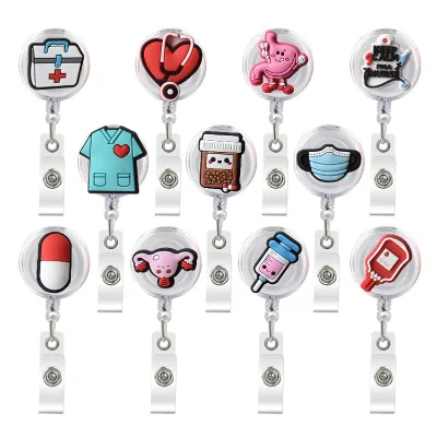 Nurse Doctor Cartoon Badge Reel Clips Brooches Retractable Hospital Name Card Holders