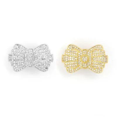 New Design Mirco Pave CZ Pearl Necklace Clasps 14k Yellow Gold Filigree Pearl Clasp for Jewelry