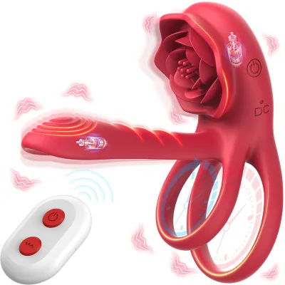 9 Frequency Internal and External Double Vibration Clitoral Stimulator Sex Toy Vibrating Ring Silicone Stretchy Testicle Ring