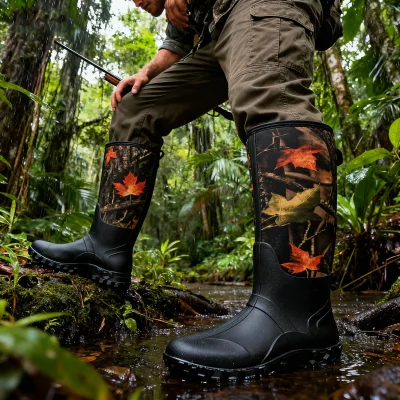 High End Cotton Lining Pvc High-top Water Boots Gardening Jungle Hiking Hunting Rain Boots