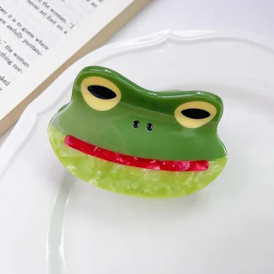 Fashion Girls Acetate Hair Accessory Midi Hair Claw Clips Frog Design HairClawClip for Women