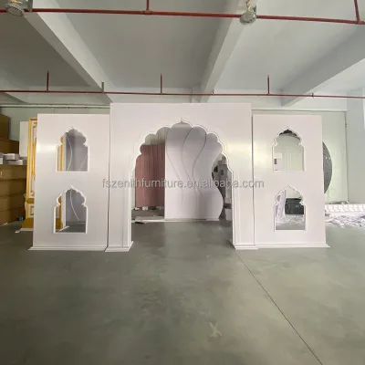 Wholesale Wedding Custom Entrance Arch Backdrop Pvc Backdrop Wall 3D White Wedding Arch Backdrop Panel With LED Light