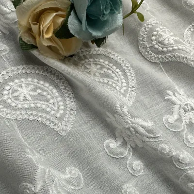 3A Grade Orange Tulle Fabric Organza Embroidery Lace Fabric for Home-Textile Bedding