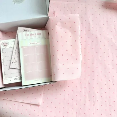 Hot Selling Snow Pear Paper Pink Small Round Dot Wrapping Paper for Gift Packaging Paper
