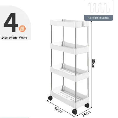 PP Bathroom Rack Trolley Kitchen Living Room Floor-standing Multi-layer