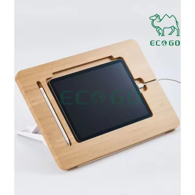Foldable Bamboo Drawing Holder Stand for 11 Inch or 12.9 Inch IPad Multi Angle Adjustable Use