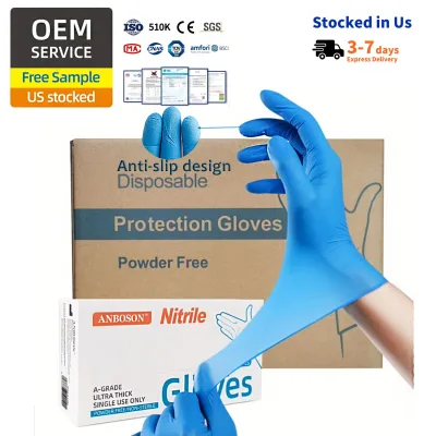 Latex Powder Free Medical Exam Disposable Nitrile Blue Gloves for Landscape Gardening Tattoo