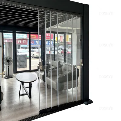 China Wholesale Interior Noiseless Aluminum Frameless Glass Stacking Sliding Door for Workshop.