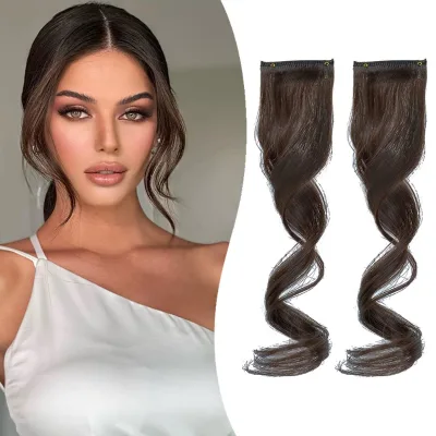 Factory Wholesale FUJIA Middle Part Bang Hair Fringe Clip in Synthetic Hair Loose Deep Wave Solid Color Bangs Hair Extensions