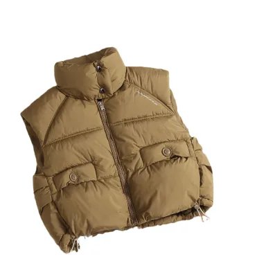 Winter Kids Vest for Boys Solid Color Kids Puffer Vest 2024 New Korean Zipper Warm Kids Vest