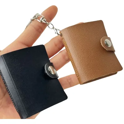 2 Inch 20 Pockets Leather Photo Book Album Keychain Family Friends Lovers Gift Photo Insert PU Leather Mini Photo Album Keychain