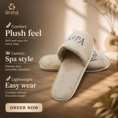 Wholesale Disposable Flip-Toe Velour Soft High-Density Cushioning Anti-Slip Washable Hotel Slipper Custom Logo Printing