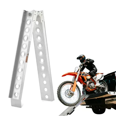 Aluminum Motorcycle Ramp, 440 Lbs Capacity Dirt Bike Loading Ramp Portable Bike & E-Bike, Pickup Trucks, Trailers & Sheds