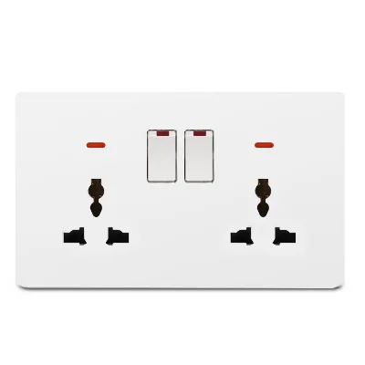 2 Gang Multi Function Socket Double 3 Pin MF Socket With Neon