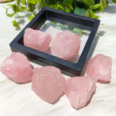 Wholesale Natural Raw Rose Quartz Gravel Pink Crystal Engraved Carved Love Theme Healing Stone
