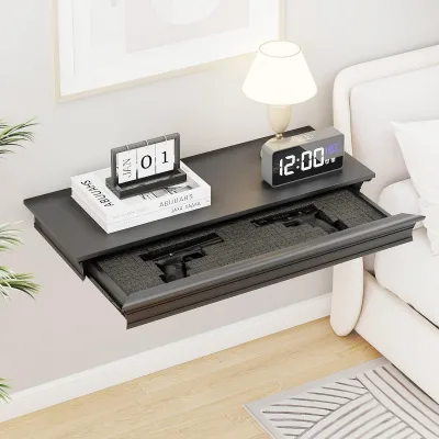 Hot Sales Space-Saving Shelf Nightstand Floating Storage Modern Bedside Table Wood Floating Night Stand with Hidden Drawer