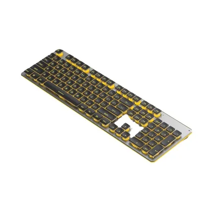 Gaming Keyboard Warm Orange LED Backlighting Membrane Plug Play Adjustable Tilt Function for Desktop All-in-One Computers