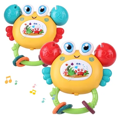 Plastic Interactive Musical Funny Cute Crab Rattle, Rudder Ring Teethers Early Educational Learning Baby Rattles Toys
