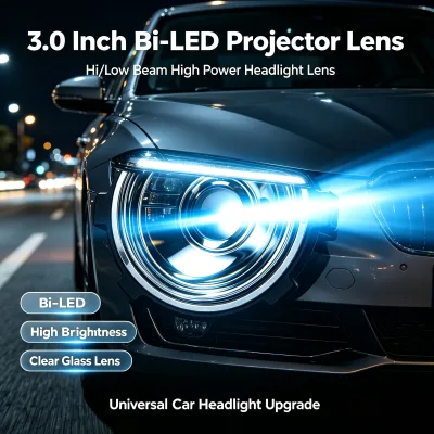 Bi-LED Projector Lens Hi/Low Beam 3.0 Inch 80W High Lumen Headlight Lens with Cooling Fan for Car SUV Truck Universal