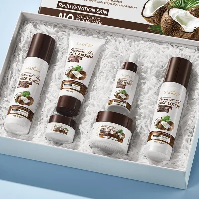 OEM SADOER Private Label Wholesale Coconut Essence Body Wash Skin Care Lotion Balancing Whitening Moisturizing Skin Care Set