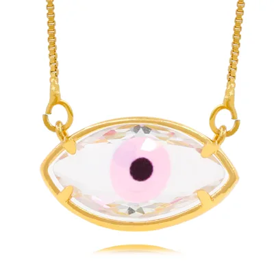 Bohemian Necklace Gold Chain Adjustable Eye Shape Charm Enamel Cute Fashion Necklace Wholesale