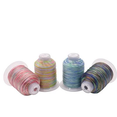 100% Polyester Rainbow Multi Colorful Color Sewing Thread Variegated Over Locking Thread for Sewing Over Locking