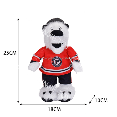 Factory Custom Ice Hockey Team Mascot Plush Toy Printed logo Polar Bear Soft Toys White Polar Bear Stuffed Animal Toy
