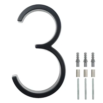 Slzhds 3D Black Exterior House Numbers Zinc Alloy Material Modern Design Wall Mounting Long Durable for Apartments Offices