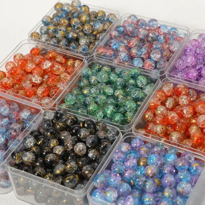 Wholesale Colorful 10mm Cheap Glass Beads 10mm jewelry Beads Cracked Beads Custom Handmade DIY Bracelet Necklace Charms