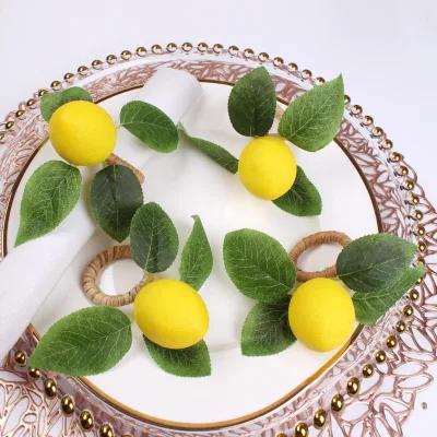 Table Decorations Summer Farmhouse Lemon Napkins, Rings, Banquets, Weddings, Birthdays, Thanksgiving, Christmas, Easter Holidays