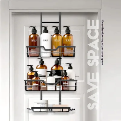 New 3-Tier Iron Bathroom Shower Room Hanging Toilet Back Storage Basket Punch-free Modern Design