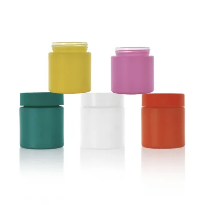 Premium Round Glass Storage Jar Child Resistant CR Cap Air Tight Seal Multiple Capacity Custom Black Purple Frosted Glass Jars
