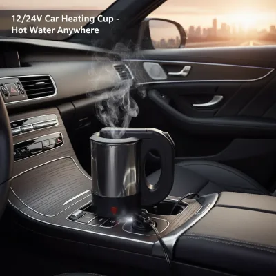 12V/24V Car Heating Cup 500ML Portable Car Heating Cup Stainless Steel Water Warm