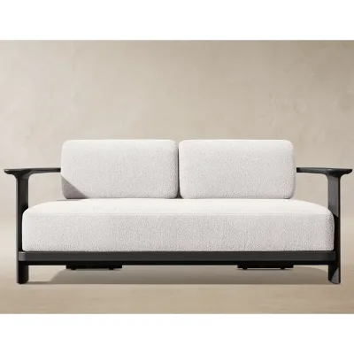 Modern Luxury Outdoor Aluminum Sofa, Minimalist Weatherproof Performance Fabric Patio Couch for Villa Hotel
