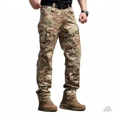 Top Quality Sports Casual Hunting Black Camo Waterproof Tear Resistant Knee-Insert Compatible Hiking Tactical Cargo Pants Men