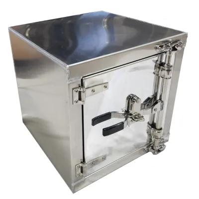 Customized 24" Hx24" Dx24" W Silver/Black OEM Mirror Polished Single Door Cam Lock Truck & Trailer Aluminum Underbody Tool Box