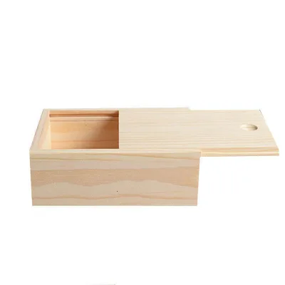 Natural Wood Box with Slide Lid Custom Size Wooden Box Rustic Gift Boxes DIY Art Printing Keepsake Storage