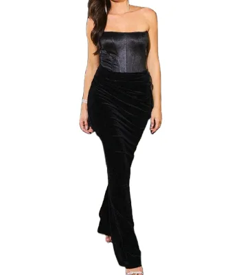 Satin Corset Velvet Mermaid Dress
