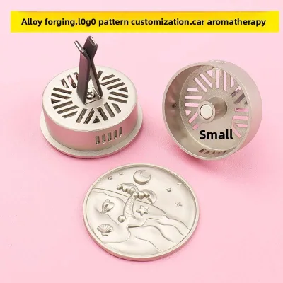Round 38mm Embossed Landscape Metal Car Vent Perfume Clip Vintage Relief Car Solid Air Freshener Ornament