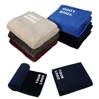 Custom Private Logo Promotional Thick Flannel Fleece Blanket With Reasonable Price