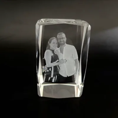 Crystal Glass Ornament with Engraved Crystal square Shape Glass Cube Ornament Birthday Gift