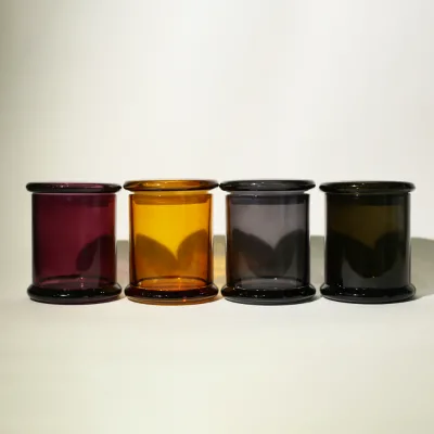 New Design 11oz Amber Grey Glass Candle Jar 350ml for Candle Making and Craft with Lid Customized Colors