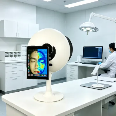5 Spectrum AI Skin Analyzer, RA95 CRI Facial Scanner with Android Screen, Removable Hood for Salon