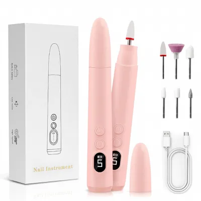 Private Label 18000RPM 5 Speeds Brushless Motor Stainless Steel Professional Portable Electric Nail File Home DIY Use